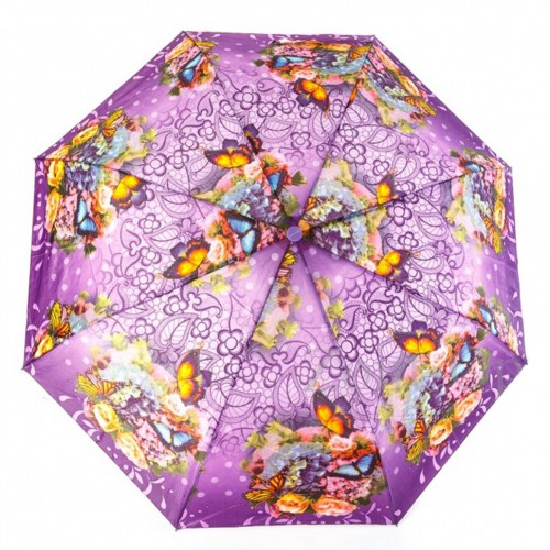 Зонт женский 3 сложения полуавтомат "Цветной" полиэстер диаметр купола 95 см 8 спиц