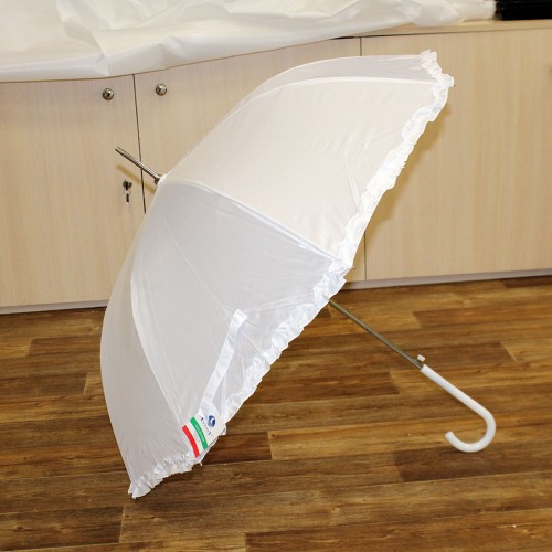 Зонт трость белый с бахрамой 8 спиц