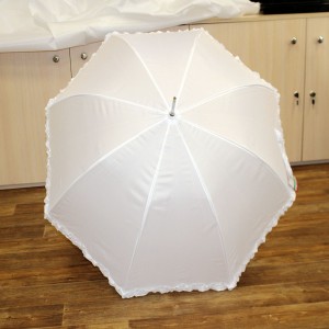Зонт трость белый с бахрамой 8 спиц